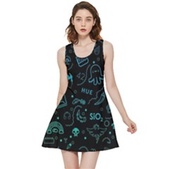 Cartoon, Skull, Dark, Dead Inside Out Reversible Sleeveless Dress