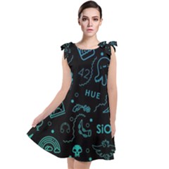 Cartoon, Skull, Dark, Dead Tie Up Tunic Dress by nateshop