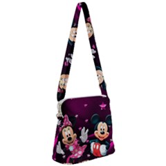 Cartoons, Disney, Mickey Mouse, Minnie Zipper Messenger Bag by nateshop