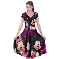 Cartoons, Disney, Mickey Mouse, Minnie Cap Sleeve Wrap Front Dress by nateshop