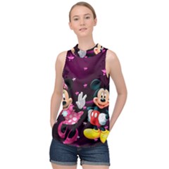Cartoons, Disney, Mickey Mouse, Minnie High Neck Satin Top by nateshop