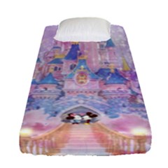 Disney Castle, Mickey And Minnie Fitted Sheet (single Size) by nateshop