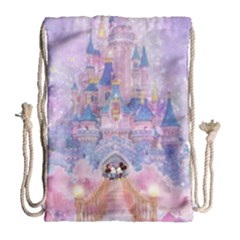 Disney Castle, Mickey And Minnie Drawstring Bag (large) by nateshop