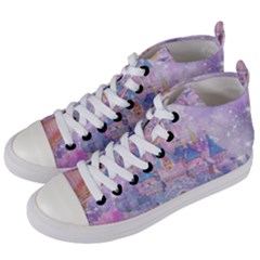 Disney Castle, Mickey And Minnie Women s Mid-top Canvas Sneakers by nateshop