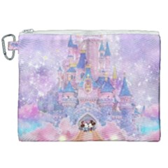 Disney Castle, Mickey And Minnie Canvas Cosmetic Bag (xxl) by nateshop