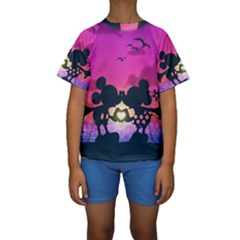 Mickey And Minnie, Mouse, Disney, Cartoon, Love Kids  Short Sleeve Swimwear by nateshop