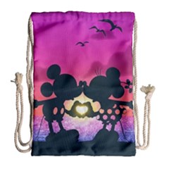 Mickey And Minnie, Mouse, Disney, Cartoon, Love Drawstring Bag (large) by nateshop
