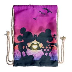 Mickey And Minnie, Mouse, Disney, Cartoon, Love Drawstring Bag (large)