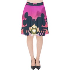 Mickey And Minnie, Mouse, Disney, Cartoon, Love Velvet High Waist Skirt by nateshop