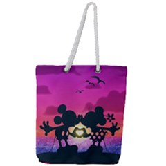 Mickey And Minnie, Mouse, Disney, Cartoon, Love Full Print Rope Handle Tote (large) by nateshop