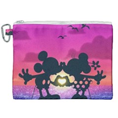 Mickey And Minnie, Mouse, Disney, Cartoon, Love Canvas Cosmetic Bag (xxl) by nateshop