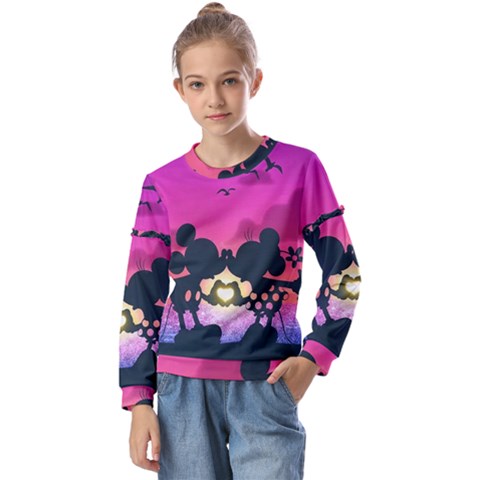 Mickey And Minnie, Mouse, Disney, Cartoon, Love Kids  Long Sleeve T-shirt With Frill  by nateshop