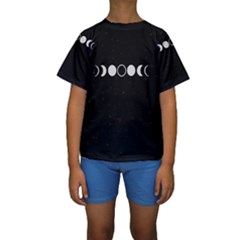 Moon Phases, Eclipse, Black Kids  Short Sleeve Swimwear