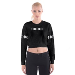 Moon Phases, Eclipse, Black Cropped Sweatshirt