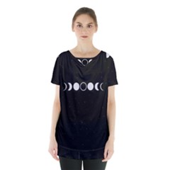 Moon Phases, Eclipse, Black Skirt Hem Sports Top