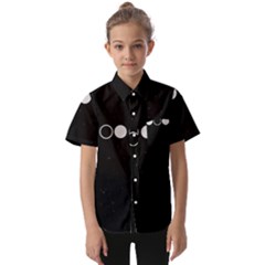 Moon Phases, Eclipse, Black Kids  Short Sleeve Shirt