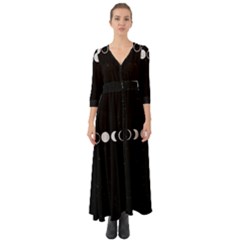 Moon Phases, Eclipse, Black Button Up Boho Maxi Dress