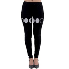 Moon Phases, Eclipse, Black Lightweight Velour Leggings