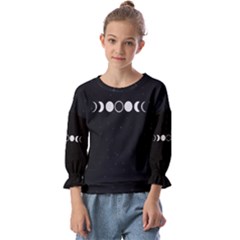 Moon Phases, Eclipse, Black Kids  Cuff Sleeve Top