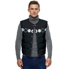 Moon Phases, Eclipse, Black Men s Button Up Puffer Vest	