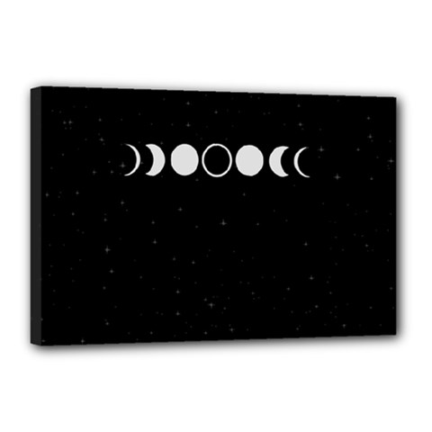 Moon Phases, Eclipse, Black Canvas 18  X 12  (stretched) by nateshop