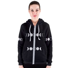 Moon Phases, Eclipse, Black Women s Zipper Hoodie by nateshop