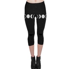 Moon Phases, Eclipse, Black Capri Leggings  by nateshop