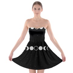 Moon Phases, Eclipse, Black Strapless Bra Top Dress