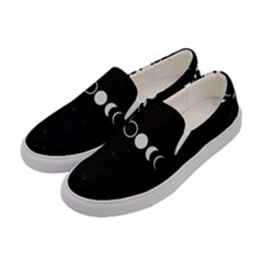 Moon Phases, Eclipse, Black Women s Canvas Slip Ons by nateshop