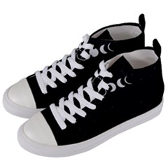 Moon Phases, Eclipse, Black Women s Mid-top Canvas Sneakers by nateshop