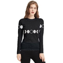 Moon Phases, Eclipse, Black Women s Long Sleeve Rash Guard by nateshop