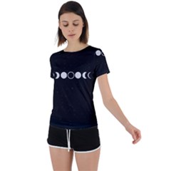 Moon Phases, Eclipse, Black Back Circle Cutout Sports T-shirt by nateshop