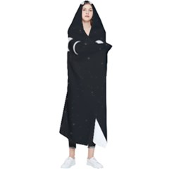 Moon Phases, Eclipse, Black Wearable Blanket by nateshop