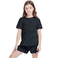 Simple Starry Sky, Alone, Black, Dark, Nature Kids  T-shirt And Sports Shorts Set