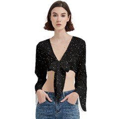 Simple Starry Sky, Alone, Black, Dark, Nature Trumpet Sleeve Cropped Top