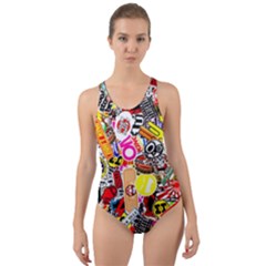 Sticker Bomb, Art, Cartoon, Dope Cut-out Back One Piece Swimsuit by nateshop