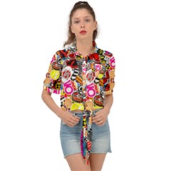 Sticker Bomb, Art, Cartoon, Dope Tie Front Shirt  by nateshop