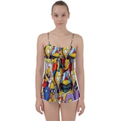 The Simpsons, Cartoon, Crazy, Dope Babydoll Tankini Top by nateshop