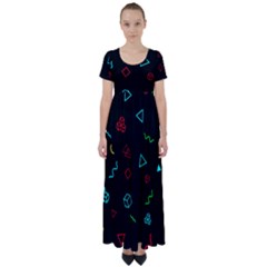 Black, Dark, Galaxy High Waist Short Sleeve Maxi Dress