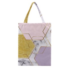 Geometric , Geometric, Gold, Marble, Pattern, Pink, Purple, Classic Tote Bag by nateshop