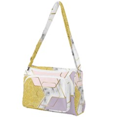 Geometric , Geometric, Gold, Marble, Pattern, Pink, Purple, Front Pocket Crossbody Bag by nateshop