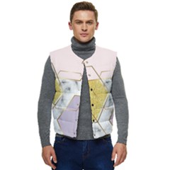 Geometric , Geometric, Gold, Marble, Pattern, Pink, Purple, Men s Button Up Puffer Vest	 by nateshop