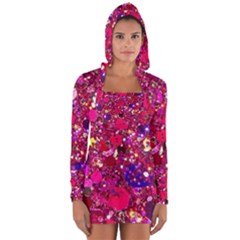 Pink Glitter, Cute, Girly, Glitter, Pink, Purple, Sparkle Long Sleeve Hooded T-shirt