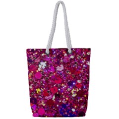 Pink Glitter, Cute, Girly, Glitter, Pink, Purple, Sparkle Full Print Rope Handle Tote (small)