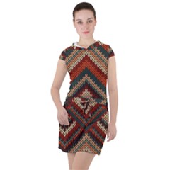 Fabric Abstract Pattern Fabric Textures, Geometric Drawstring Hooded Dress