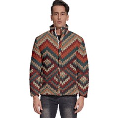 Fabric Abstract Pattern Fabric Textures, Geometric Men s Puffer Bubble Jacket Coat