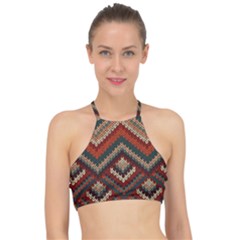 Fabric Abstract Pattern Fabric Textures, Geometric Halter Bikini Top by nateshop