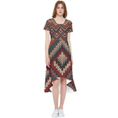 Fabric Abstract Pattern Fabric Textures, Geometric High Low Boho Dress