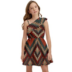 Fabric Abstract Pattern Fabric Textures, Geometric Kids  One Shoulder Party Dress by nateshop