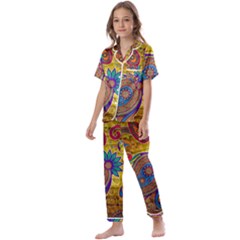 Pattern, Abstract Pattern, Colorful, Kids  Satin Short Sleeve Pajamas Set by nateshop